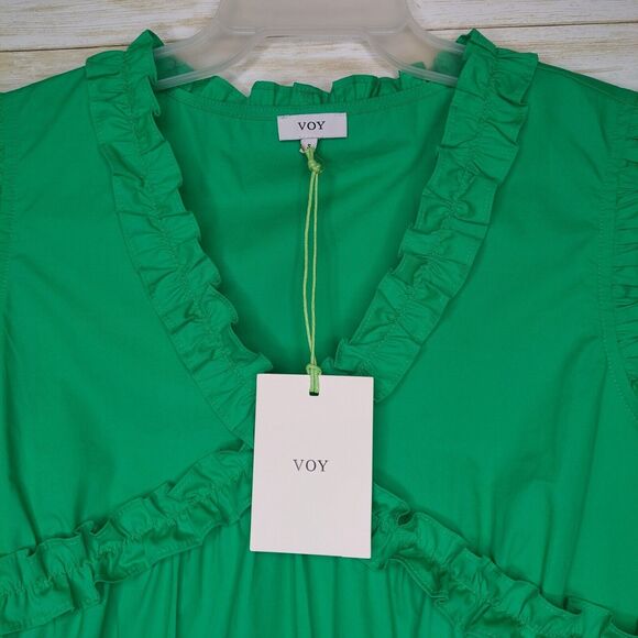 Voy Women's Kelly Green Sleeveless Ruffled Top Size Small NWT - Picture 7 of 8